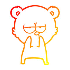 warm gradient line drawing bored bear cartoon