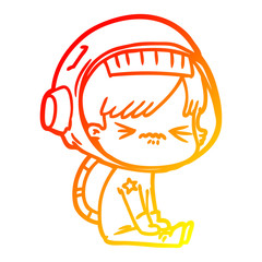 warm gradient line drawing cartoon astronaut woman