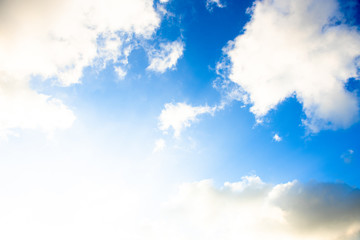 Blue sky white cloud white background. Beautiful sky and clouds in the afternoon.