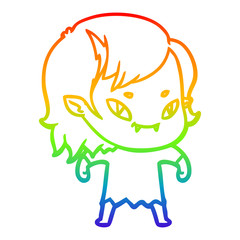 rainbow gradient line drawing cartoon friendly vampire girl