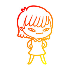 warm gradient line drawing cartoon woman