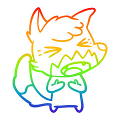 rainbow gradient line drawing angry cartoon fox