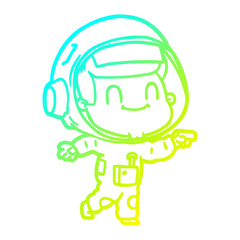 cold gradient line drawing happy cartoon astronaut man
