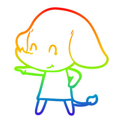 Obraz premium rainbow gradient line drawing cute cartoon elephant