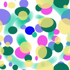 Seamless pattern of multi-colored ellipses and arcs on a white background.