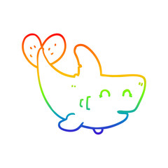 rainbow gradient line drawing cartoon shark