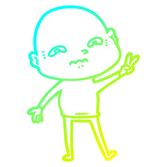 cold gradient line drawing cartoon nervous man