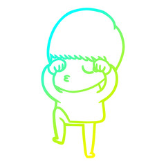 cold gradient line drawing cartoon calm boy
