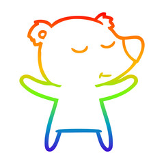 rainbow gradient line drawing happy cartoon bear