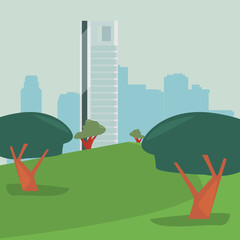 high building city park panorama