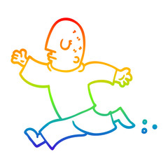 rainbow gradient line drawing cartoon man running