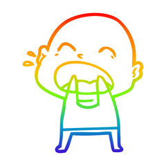 rainbow gradient line drawing cartoon shouting bald man
