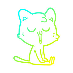 cold gradient line drawing cartoon cat singing