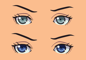 cartoon girl eyes with doubt