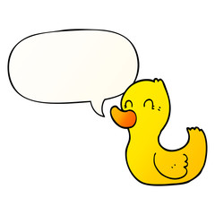 cartoon duck and speech bubble in smooth gradient style