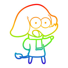 rainbow gradient line drawing cute cartoon elephant