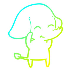 cold gradient line drawing cute cartoon elephant