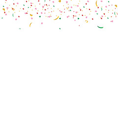Colorful bright confetti isolated on transparent background. Festive vector illustration