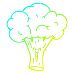 cold gradient line drawing cartoon broccoli