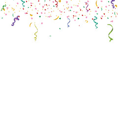 Colorful bright confetti isolated on transparent background. Festive vector illustration