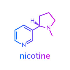 Nicotine chemical formula on white background