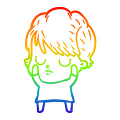 rainbow gradient line drawing cartoon woman