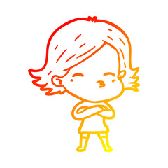 warm gradient line drawing cartoon woman