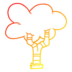 warm gradient line drawing cartoon tree