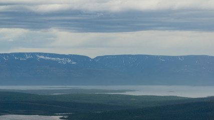 Cloudy sky in high mountain tundra Khibiny