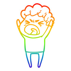 rainbow gradient line drawing cartoon furious man