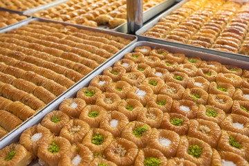 Traditional Turkish dessert Baklava close-up