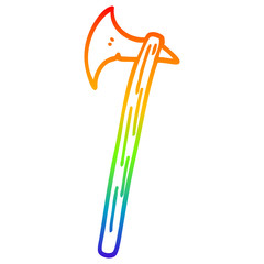 rainbow gradient line drawing cartoon golden large axe