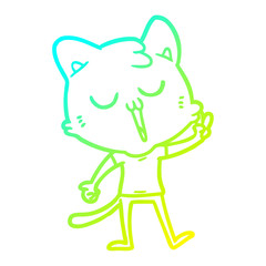 cold gradient line drawing cartoon cat singing