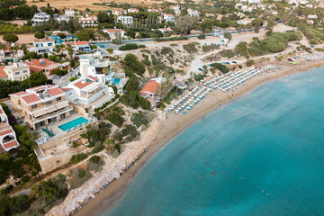 Fototapeta premium Aerial beautiful beach with crystal clear water, Coral Bay, Cyprus