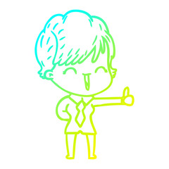 cold gradient line drawing cartoon laughing woman