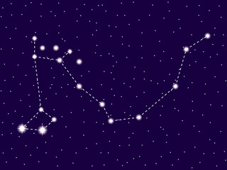 Draco constellation. Starry night sky. Cluster of stars and galaxies. Deep space. Vector illustration
