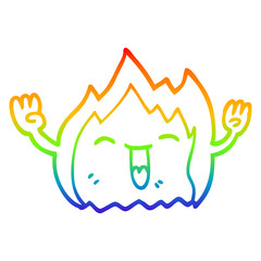 Fototapeta premium rainbow gradient line drawing cartoon happy red flame