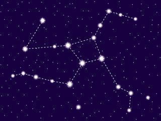 Hercules constellation. Starry night sky. Cluster of stars and galaxies. Deep space. Vector illustration