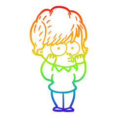 rainbow gradient line drawing cartoon woman
