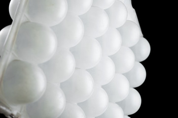 plastic form for carrying eggs on a black background, isolate