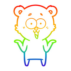 Obraz premium rainbow gradient line drawing laughing teddy bear cartoon