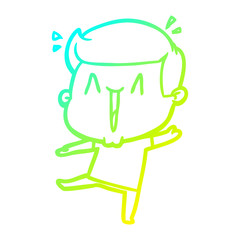 cold gradient line drawing cartoon excited man
