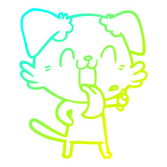 cold gradient line drawing cartoon panting dog
