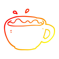 warm gradient line drawing cartoon coffee cup