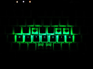 bitcoin written rgb led keyboard buttons