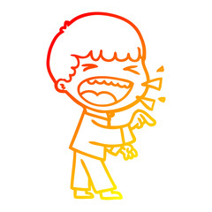 Fototapeta premium warm gradient line drawing cartoon laughing man