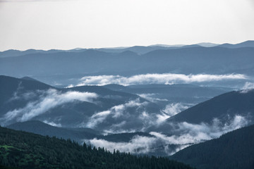 Fototapeta na wymiar clouds after the rain in the Carpathians