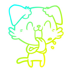 cold gradient line drawing cartoon panting dog