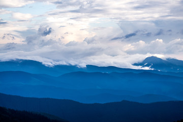 Fototapeta na wymiar clouds after the rain in the Carpathians