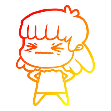 recommend clip art: warm gradient line drawing cartoon angry girl